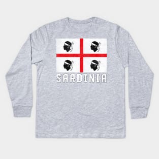 Sardinia Italia Flag / Retro Look Faded Design Kids Long Sleeve T-Shirt